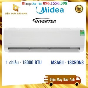 Điều hòa Midea Inverter 18000 BTU 1 chiều MSAGII-18CRDN8 gas R-32