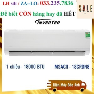 Điều hòa Midea Inverter 18000 BTU 1 chiều MSAGII-18CRDN8 gas R-32