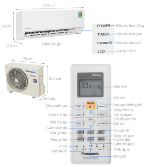 Điều hòa Panasonic Inverter 18000 BTU 1 chiều CU/CS-PU18XKH-8M gas R-32