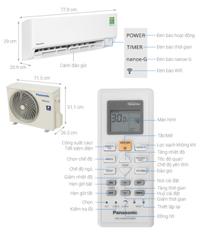 Điều hòa Panasonic Inverter 9000 BTU 1 chiều CU/CS-WPU9XKH-8M gas R-32