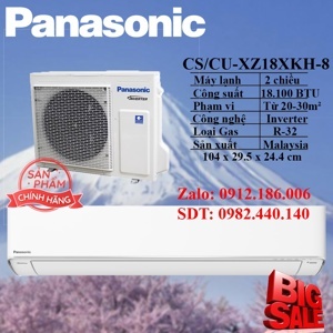 Điều hòa Panasonic Inverter 18000 BTU 2 chiều XZ18XKH-8 gas R-32
