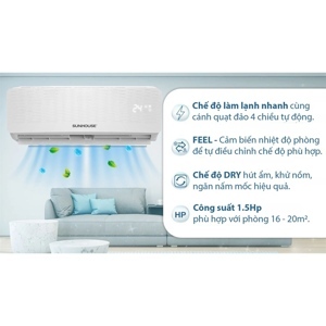 Điều hòa Sunhouse 12000 BTU 1 chiều SHR-AW12C110 gas R-410A