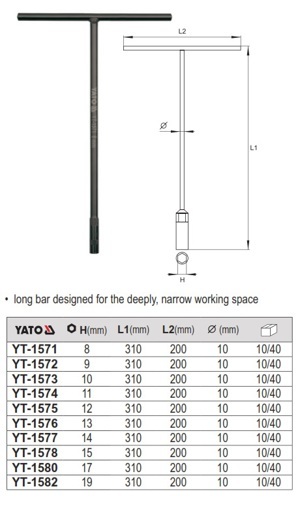 Điếu xiết ốc hình chữ T 19mm Yato YT-1582