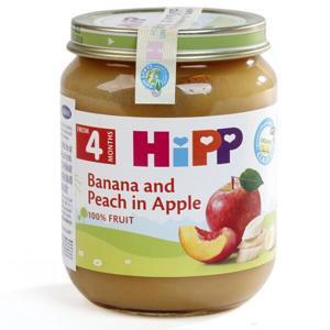 Dinh dưỡng đóng lọ HiPP chuối, đào, táo 125g