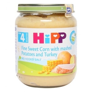 Dinh dưỡng đóng lọ HiPP Ngô bao tử, khoai tây, gà tây (125g)