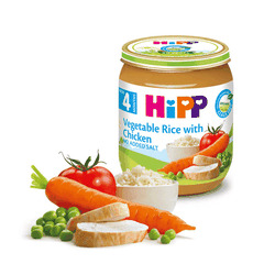 Dinh dưỡng đóng lọ HiPP thịt gà, cơm nhuyễn, rau tổng hợp (125g)