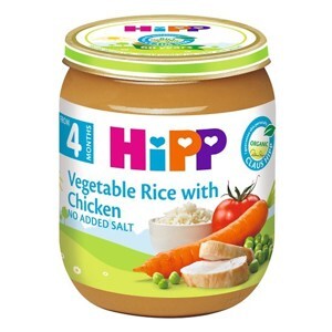 Dinh dưỡng đóng lọ HiPP thịt gà, cơm nhuyễn, rau tổng hợp (125g)