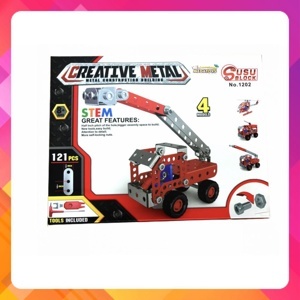 Đồ chơi giáo dục STEM Metal bricks 4in1 - 4 Phương tiện biến hình cứu hỏa siêu bền 1202