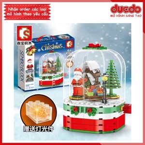 Đồ chơi lắp ghép mô hình Merry Christmas gift Santa Claus lắp ráp hộp quà ông già noel Sembo 601090