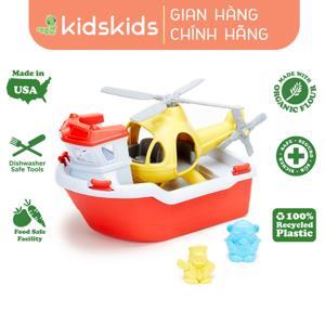 Đồ chơi tàu cứu hộ với máy bay trực thăng Green Toys