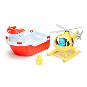 Đồ chơi tàu cứu hộ với máy bay trực thăng Green Toys