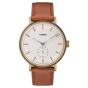 Đồng hồ dây da nam Timex dây nâu mặt trắng TW2R37900