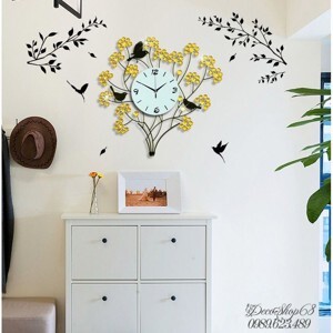 Đồng hồ Decor hình cây và chim 60 x 60 x 5 cm