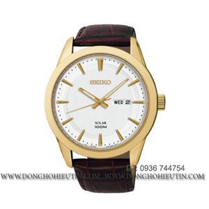 Đồng hồ nam dây da 3 kim Seiko SNE366P2S
