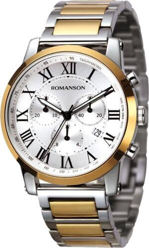 Đồng hồ nam dây da Romanson Quartz TL0334HMWBK - màu BK/ WH