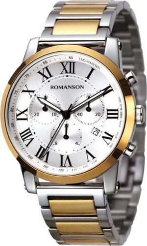 Đồng hồ nam dây da Romanson Quartz TL0334HMWBK - màu BK/ WH