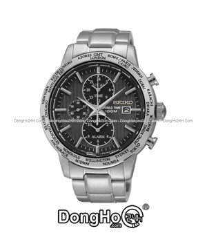 Đồng hồ nam dây thép không gỉ Seiko Quartz World Time SPL049P1