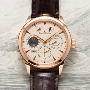 Đồng hồ nam Jaeger LeCoultre Master Eight Days Beige Dial Perpetual Calendar 18kt Rose Gold Men's Watch Q1612420