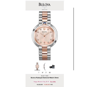 Đồng hồ nữ Bulova 98P174