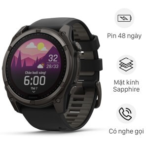 Đồng hồ thông minh Garmin Fenix 8 Sapphire Solar 51mm viền Titanium