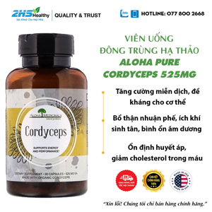 Đông trùng hạ thảo Pure Cordyceps Aloha Capsules 525mg - 90 viên