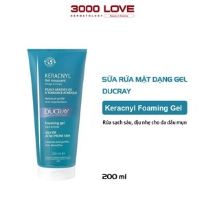 Sữa rửa mặt cho da nhờn mụn Ducray Keracnyl Foaming Gel 200ml