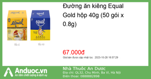 Đường ăn kiêng EQUAL hộp hiệu EQUAL 50 gói