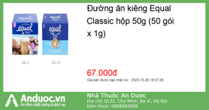 Đường ăn kiêng EQUAL hộp hiệu EQUAL 50 gói