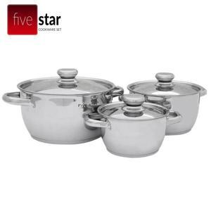 Fivestar - FS06C-1 - Bộ 3 Nồi Cool Ba Đáy Nắp Inox