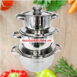 Fivestar - FS06C-1 - Bộ 3 Nồi Cool Ba Đáy Nắp Inox