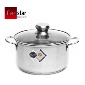 Nồi inox Fivestar N20-3DG - 20cm, Nắp Kính, 3 đáy