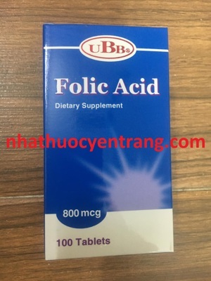 Folic Acid UBB bổ sung Folic Acid cần thiết cho phụ nữ mang thai (Lọ 100 viên)