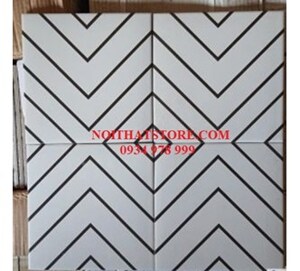 Gạch bông giả cổ 20x20 kẻ chỉ đen