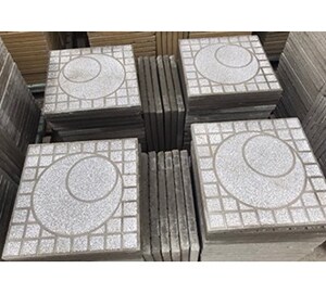 Gạch vỉa hè Terrazzo 40x40 xám tròn