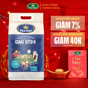 Gạo thơm Vua Gạo ST24 túi 5kg