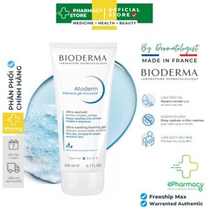 Gel làm sạch và làm dịu cho da khô Bioderma Atoderm Intensive Gel Moussant 200ml