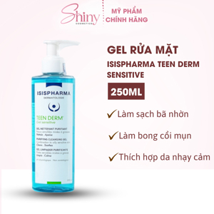 Gel rửa mặt giảm nhờn mụn Isis Pharma Teen Derm Gel Sensitive 250ml