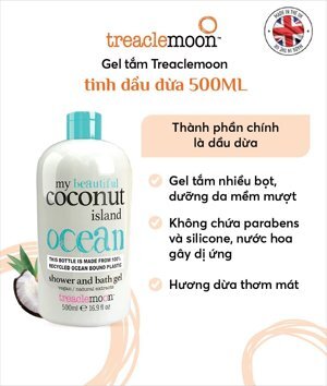 Gel tắm tinh dầu dừa Treaclemoon 500ml