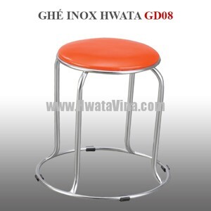 Ghế đẩu inox Hwata 280 chân vòng mặt simili thấp GD08