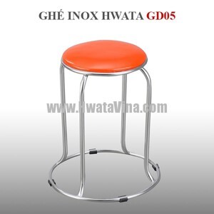 Ghế đẩu inox Hwata 280 chân vòng mặt simili GD05