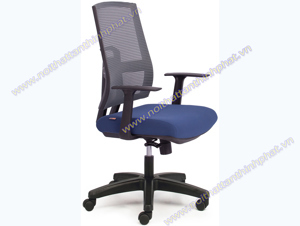 Ghế văn phòng chân xoay nệm xanh dương lưng lưới M1084-03