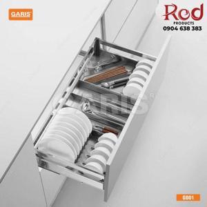 Giá bát đĩa inox hộp cánh kéo ray giảm chấn Garis BX03.600