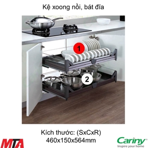 Giá bát đĩa inox hộp vách kính Cariny CK26-600