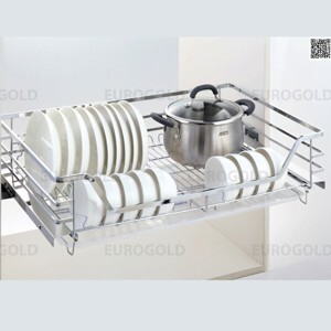 Giá bát đĩa inox nan âm tủ gắn cánh Eurogold EG62.60