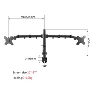 Giá treo 2 màn hình máy tính ngang M052 kẹp bàn