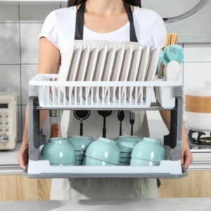 Giá úp bát đa năng 2 tầng có khay hứng nước