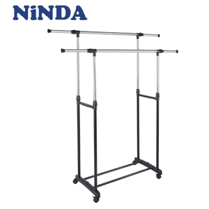 Giàn phơi quần áo 2 tầng Ninda R-217 - Inox, có bánh xe