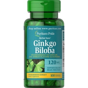 Viên uống tăng cường trí nhớ Ginkgo Biloba 120 mg Puritan's Pride, hộp 100 viên