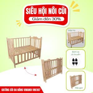 Giường cũi cho bé gỗ thông Vinanoi VNC107