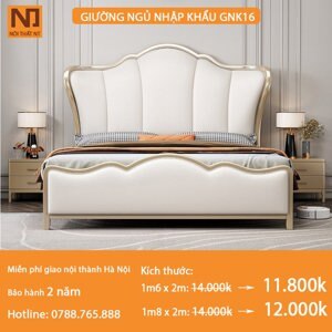 Giường gỗ cao su gia đình rộng 1m6 GNK16